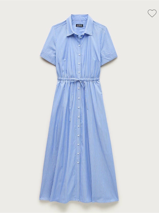 J. Crew Dresses & Skirts - J. Crew Light Blue Cotton Poplin Striped Midi Shirt Dress Medium - Short Sleeves
